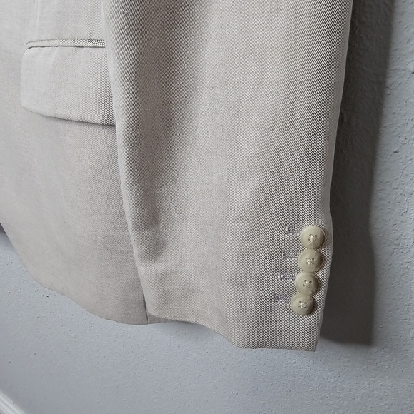 Perry Ellis Blazer Mens 40 Regular Cream Beige Linen Blend Sport Coat Event - Picture 5 of 16